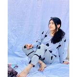 SR-GREY HEARTS PRINTED NIGHT SUIT