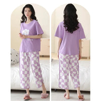 SR-FLOWER PRINTED NIGHT SUIT - PURPLE