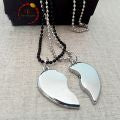Silver  Broken Heart Necklace Locket Heavy Metal For Friends Couples Heart Pendant Necklace Gift  with box