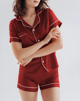 BUTTON DOWN SILK WITH SHORT - MAROON