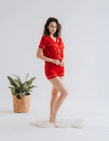 BUTTON DOWN SILK WITH SHORT - RED