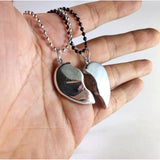 Silver  Broken Heart Necklace Locket Heavy Metal For Friends Couples Heart Pendant Necklace Gift  with box